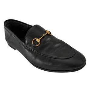 Gucci Brixton Horsebit Loafers Women's EU 37 US 7 Black Leather Slip On Flats
